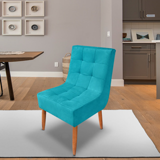 Poltrona Cadeira Trida Estofada com pés de Madeira em Suede - Trida Moveis em Oferta na Shopee
