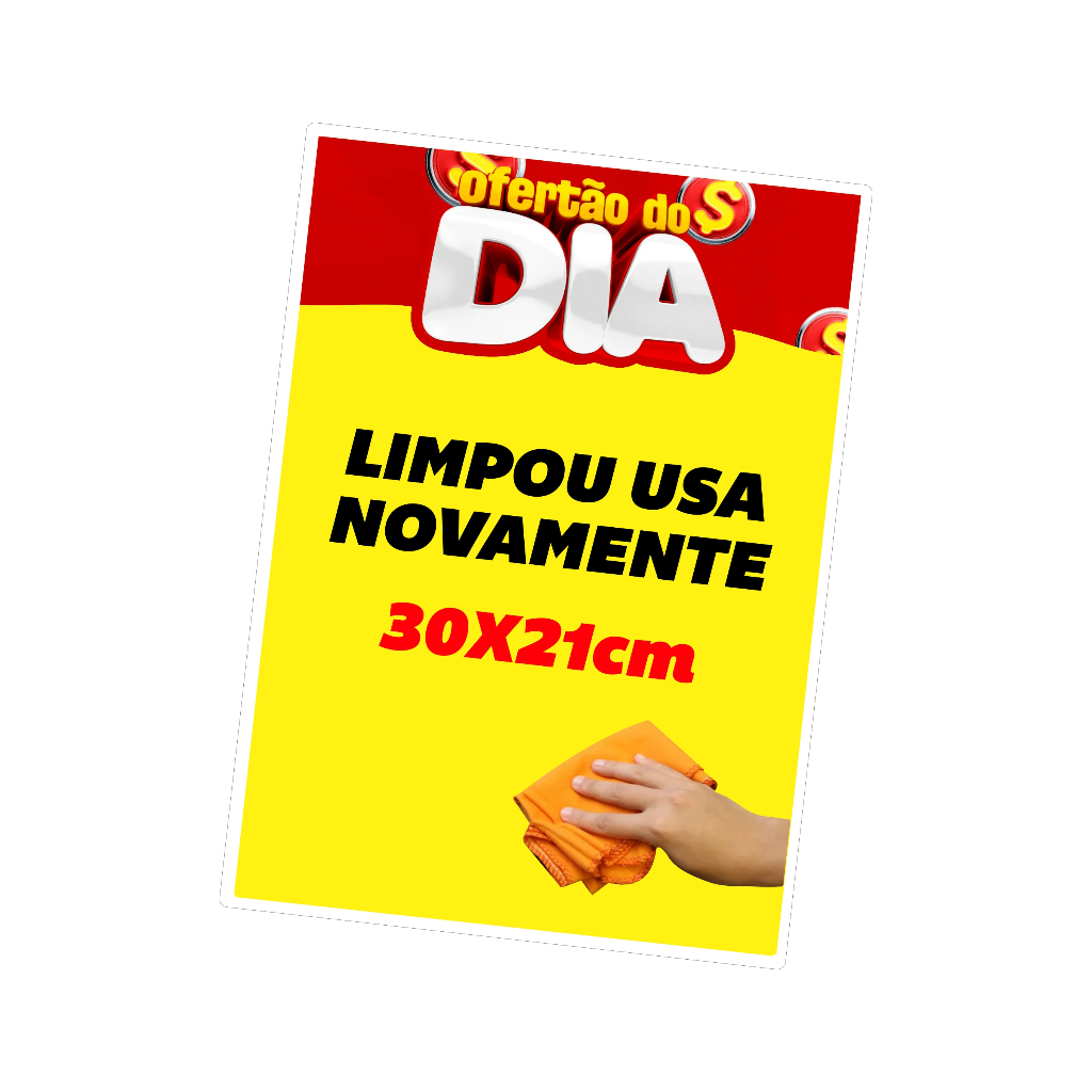3 un. Cartaz OFERTÃO DO DIA Oferta - 30x21cm - Reutilizável - Apaga e usa novamente