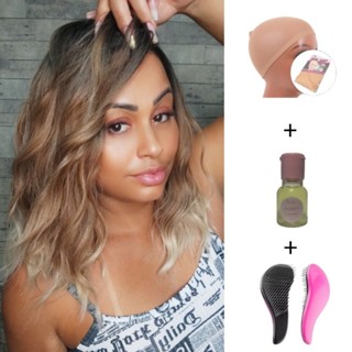 Peruca Lace Wig Liso Ondulado loiro Idêntica ao Humano