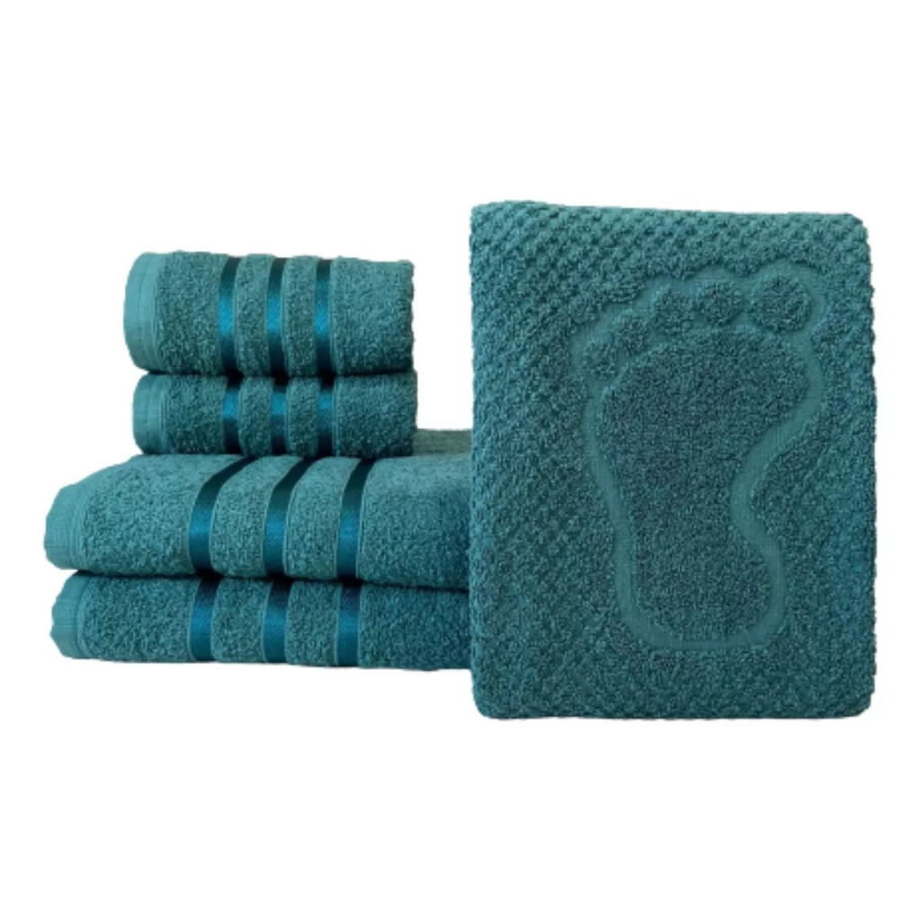 Jogo Kit C/ 5 Toalhas: 2 Banho + 2 Rosto + 1 Tapete Piso Top em Oferta na Shopee