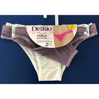 Kit 2 Calcinhas Feminina Tanga Renda listrado DelRio (original)