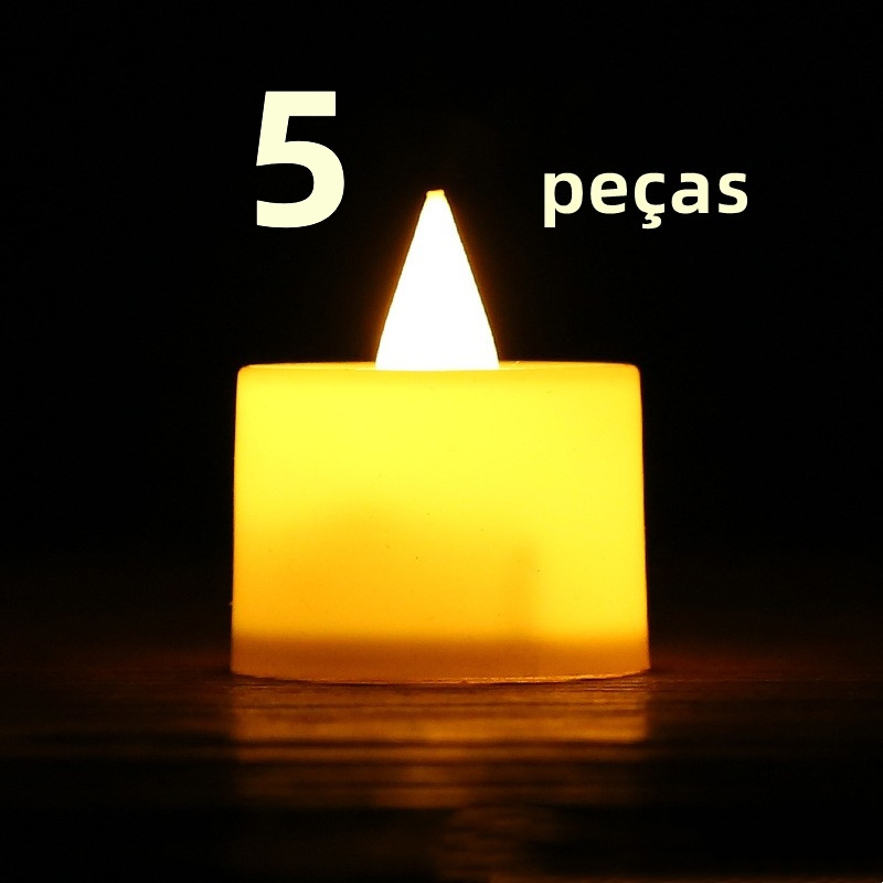 Kit 5 Vela Led Eletrônica Amarela Linda Decorativa Com Baterias/Festa/Casamento/Decoração em Oferta na Shopee