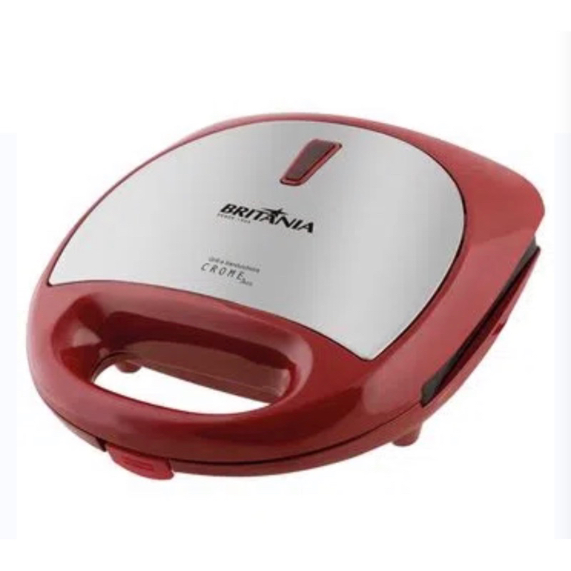 Grill e Sanduicheira Britânia Crome Inox Vermelha 750W