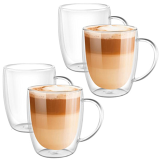 Caneca Café Vidro Duplo 350ml Kit 4 Unidades Promoção em Oferta na Shopee