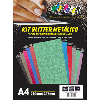 Papel Glitter A4 Metálico 250g 10 Fls  Ótimo Para Topo De Bolo em Oferta na Shopee