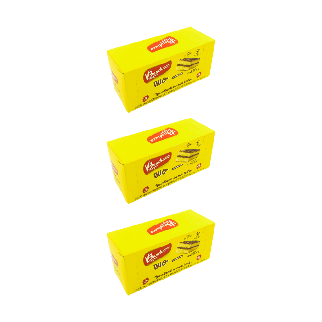Bolinho Duo Bauducco Sabor Chocolate 27g - Kit com 45 Unidades - 3 Displays com 15 Unidades