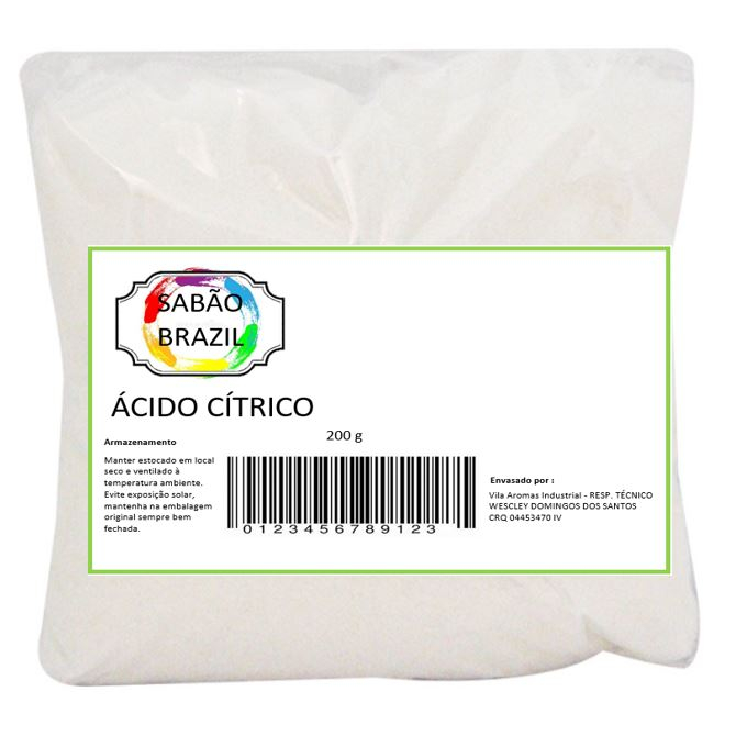 Ácido Cítrico 200g  Usado em sais de banho, shampoos, condicionadores, sabonetes, cremes