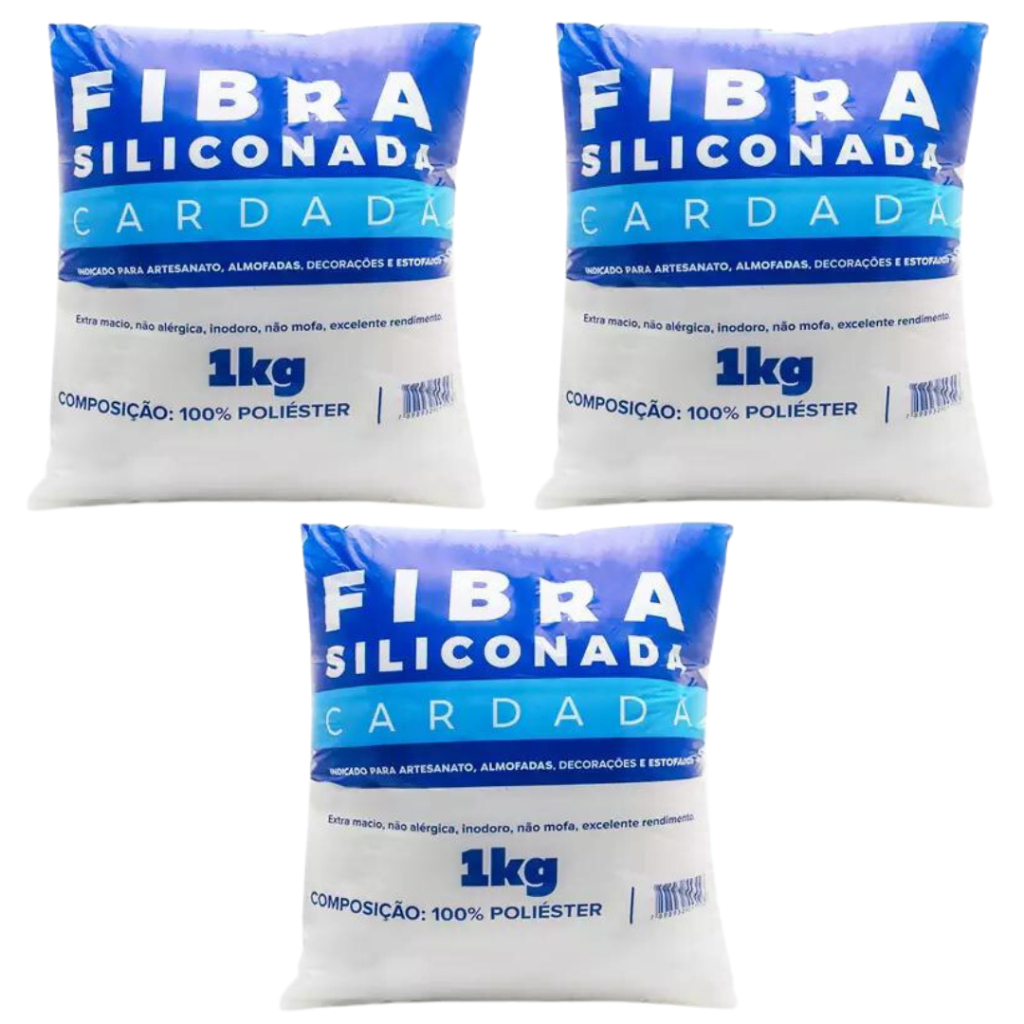 Kit 3 Unidades Fibra Premium  Siliconada  Anti-Alérgica Fibram | Fibra  Enchimento Amigurumi Almofadas Travesseiros