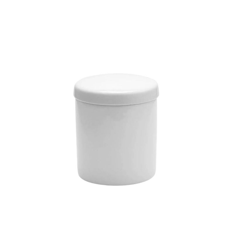 Pote Médio Branco Gelo Tampa Porcelana Individual Mult Uso Porta Algodão, Muitas Utilidades