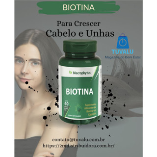 Biotina - Para Crescer Cabelo e Unhas Dose Concentrada + Vitaminas B1 B2 B3 B5 B6 B9 B12 Zinco e Vitamina C 60 Caps - Macrophytus