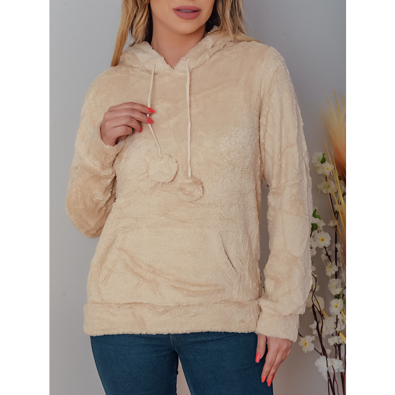 Liuhan Modas Moletom Jaqueta Liso Pelucia Blusa Feminina Inverno Outono