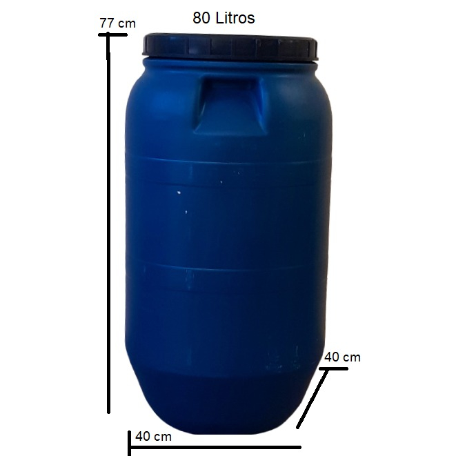 Bombona/Barrica/Tambor de plástico de 80 litros/35 kg com tampa de rosca - usado