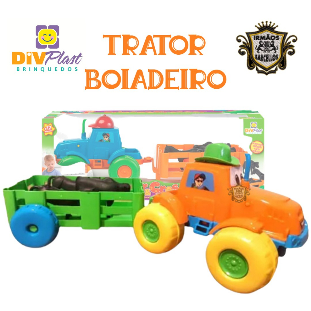 Brinquedos Infantil Trator Boiadeiro 42CM Com 3 Cavalos Plástico Color - Carrinhos De Brinquedo