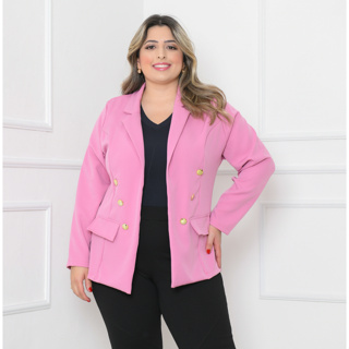 Blazer Alfaiataria Plus Size G1G2 G3 Feminino Casaco Social Com Botão em Oferta na Shopee