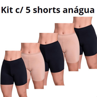 Promoção Kit 5 Bermuda Anágua Modeladora Liso Segunda Pele Usar Debaixo De Saia Ou Vestido