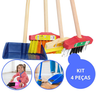 Super Kit Infantil Vassoura Rodo Vassoura Piaçava Pazinha 4 Peças Ou Escolha Separado