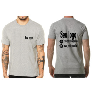 KIT COM 5, 10 OU 15 CAMISETAS CINZA MESCLA PERSONALIZAS ATE GG