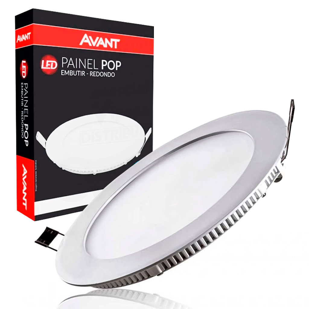 Luminária Painel Led Embutir Plafon Redondo Branco 18W - 24W Bivolt Original - AVANT em Oferta na Shopee