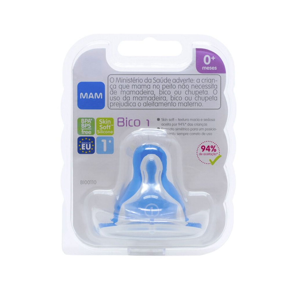 Bico N1 0+ meses Fluxo Lento Unitário Mamadeira MAM Original Silicone Recém Nascido