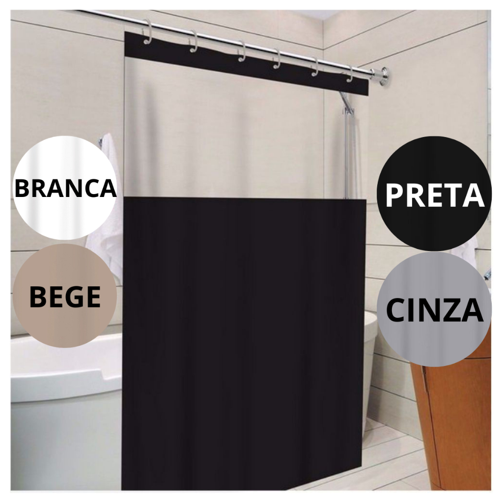 Cortina Box de Banheiro Com/Sem Visor Impermeável Antimofo 1,38m X 1,98m em Oferta na Shopee