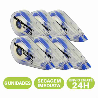 Kit com 6 Fitas Corretiva 5mm x 6m Secagem Imediata Masterprint em Oferta na Shopee