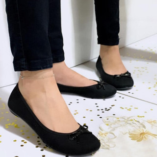 Sapatilha Feminina Moleca Rasteira Bico Redondo Leve Laço Sapato Conforto Basica Trabalho ...