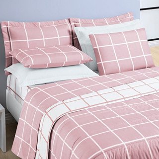Cobre Leito Casal Padrão Dupla Face Grid Minimalista Micropercal 200 Fios - 03 Pçs