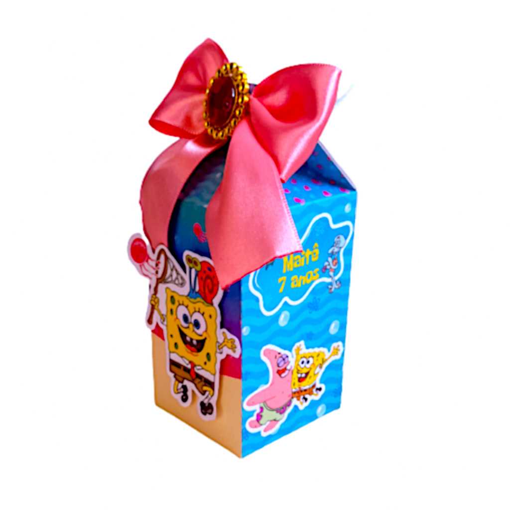 10 Caixinhas Milk Personalizada Qualquer Tema - Lembrancinha para Festa - com laço e aplique 3D - Papelaria Personalizada