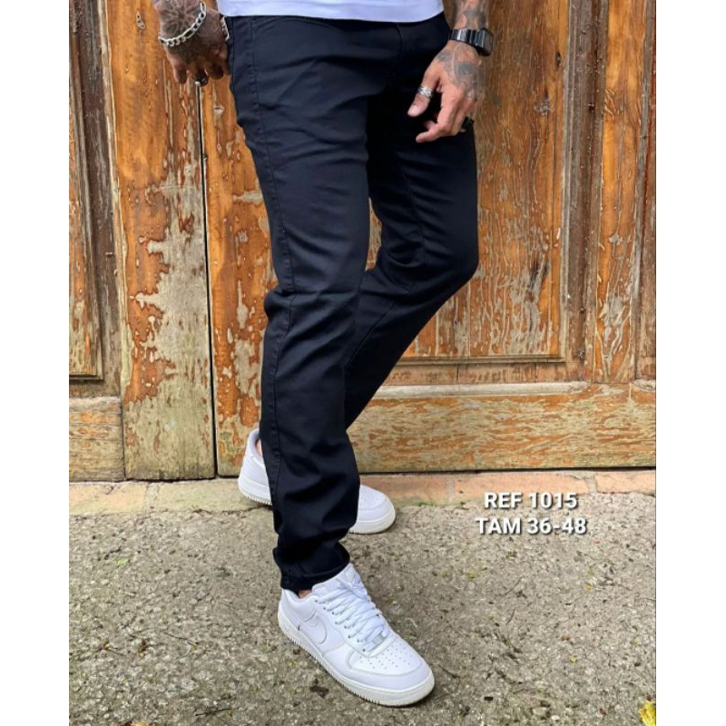 calça Jeans preta básica tradicional moda masculina com lycra Confortável Jeans Premium