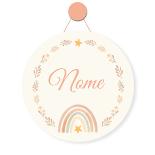 Enfeite Porta Maternidade personalizado Arco iris - Decoração para quarto - Nome personalizado