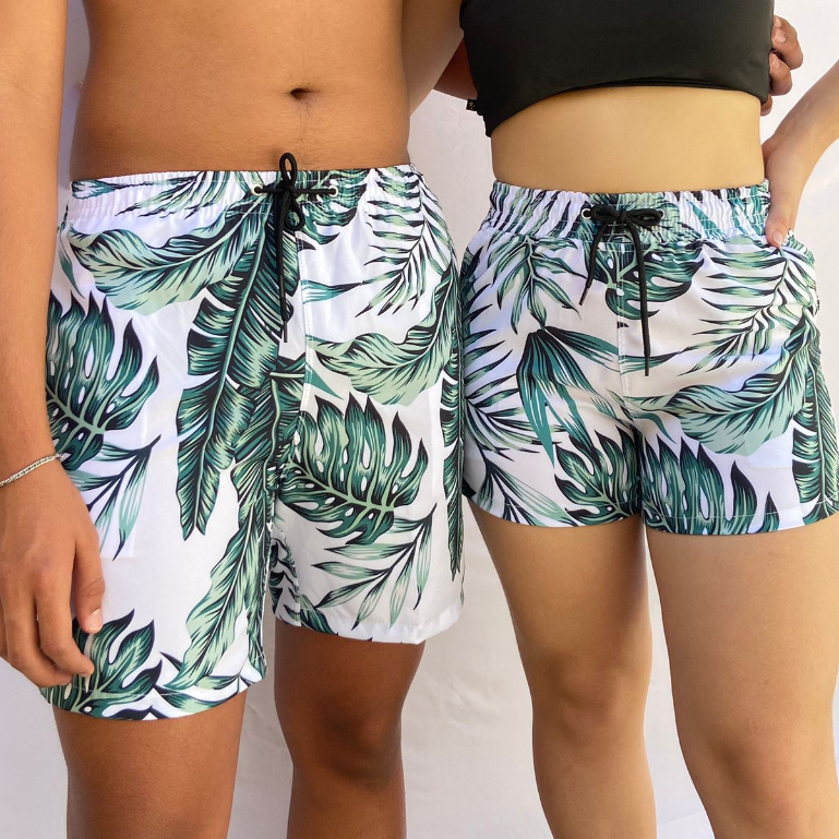 Kit Short Casal Mozão Mauricinho Praia Bermuda Tactel Com Elastano Masculino Feminino Combinadinho Conjunto Namorados