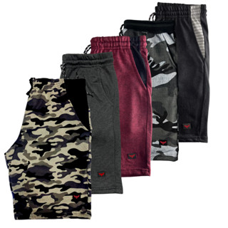 Kit 5 Bermudas Moletom Estampada Academia Treino 100% Algodão 2 Bolsos Confortável