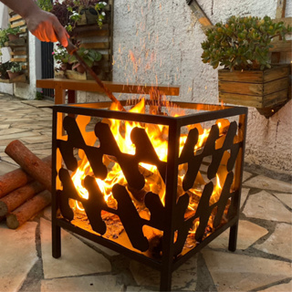 Lareira Externa A Lenha Portátil Em Aço Carbono Rustica em Oferta na Shopee