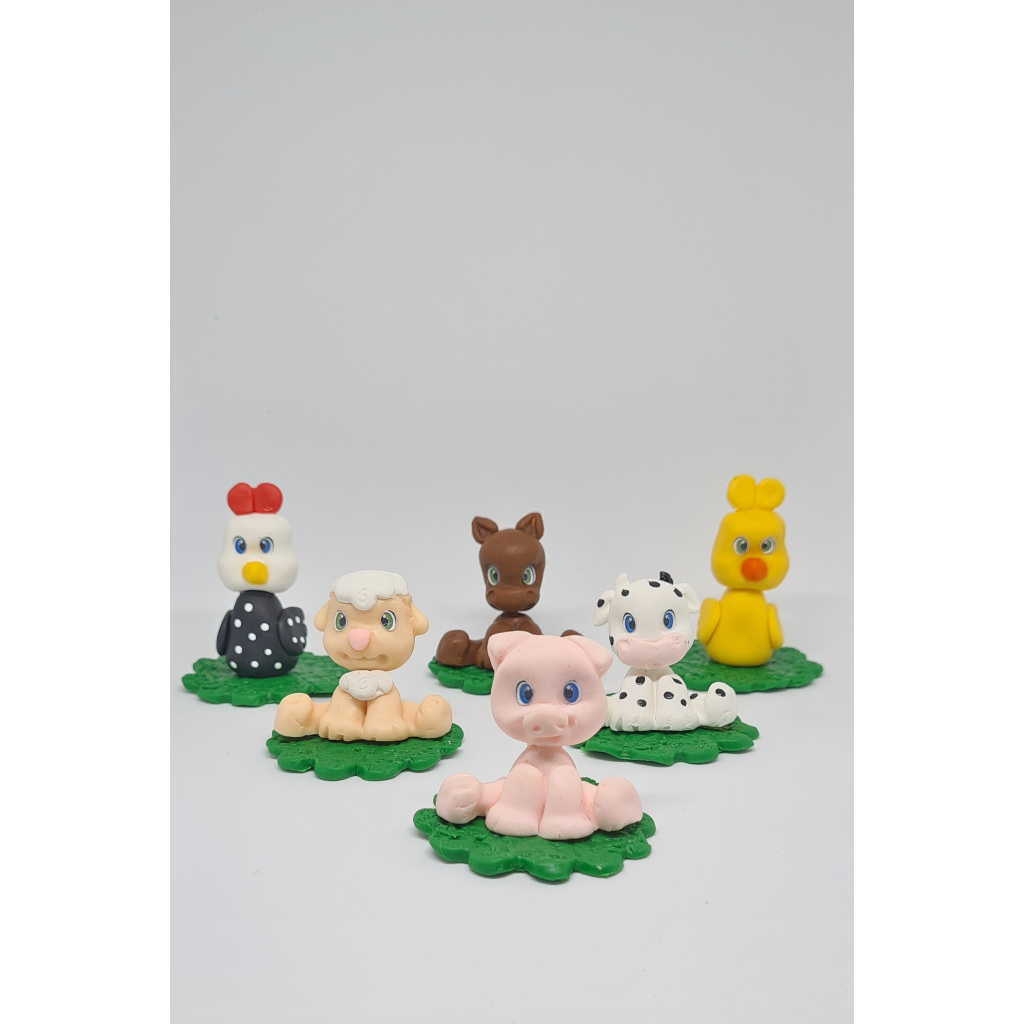 6 Unidades Apliques 3d Biscuit  Fazenda com olhos resinados 3d com grama Lembrancinha Fazendinha em Oferta na Shopee