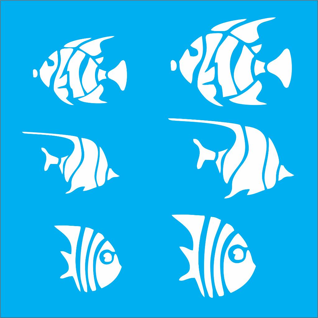 Stencil para pintura Peixes marinhos - Tamanhos 17x17 cm