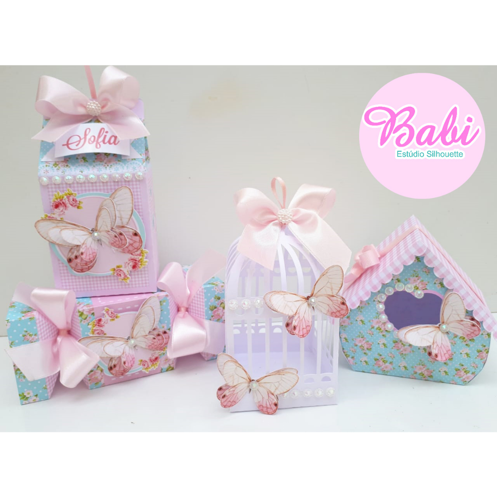 Kit de caixinhas personalizadas, milk, cone e sushi, lembrancinhas, decoração Kit de festa aniversário Jardim das borboletas
