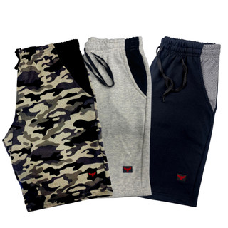 Kit 3 Bermudas Moletom Masculina Estampada Camuflada Sortidas Desenho Academia Treino 100% Algodão Bermuda Confortável
