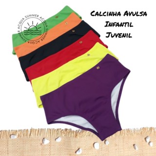 Calça de Biquíni Infantil Juvenil Moda Praia AVULSA Lisa 10 12 14 e 16 Anos/Toda Forrada