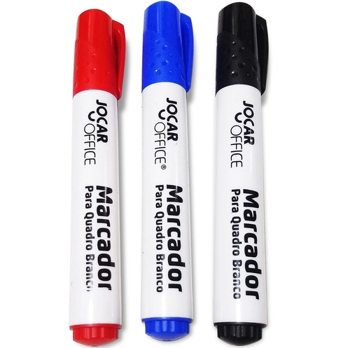 Kit 3 Canetas Para Quadro Branco Leoleo - Marcador  Para Quadro Azul Preta E Vermelha em Oferta na Shopee