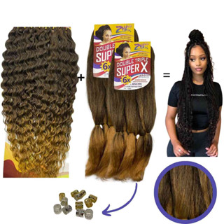 Gypsy braids 2 Jumbo Super X 800g + Crochet de cabelo cacheado 300g fibra premium + anéis de traças box braids