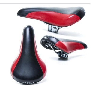 Banco Selim Mtb Cairu Ams 507 Preto com Vermelho Com Carrinho Confortável Sela Assento Bike Bicicleta