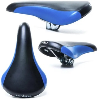Banco Selim Mtb Cairu Ams 507 Preto com Azul Com Carrinho Confortável Sela Assento Bike Bicicleta