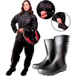 Capa Roupa De Chuva Linda Bota Bontina Galocha Cano Medio Impermeavel Moto Motoqueira Motogirls Feminina