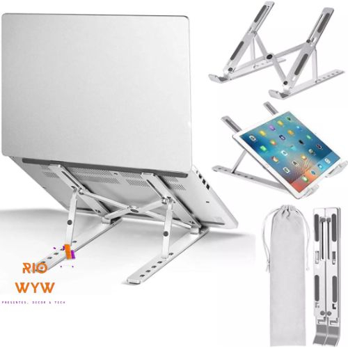Suporte Alumínio Base Dobrável Retrátil Ajustável Para Notebook Tablet
