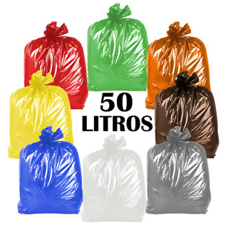 Saco de lixo 50 Litros Colorido com 100 unidades Todas as cores Coleta Seletiva