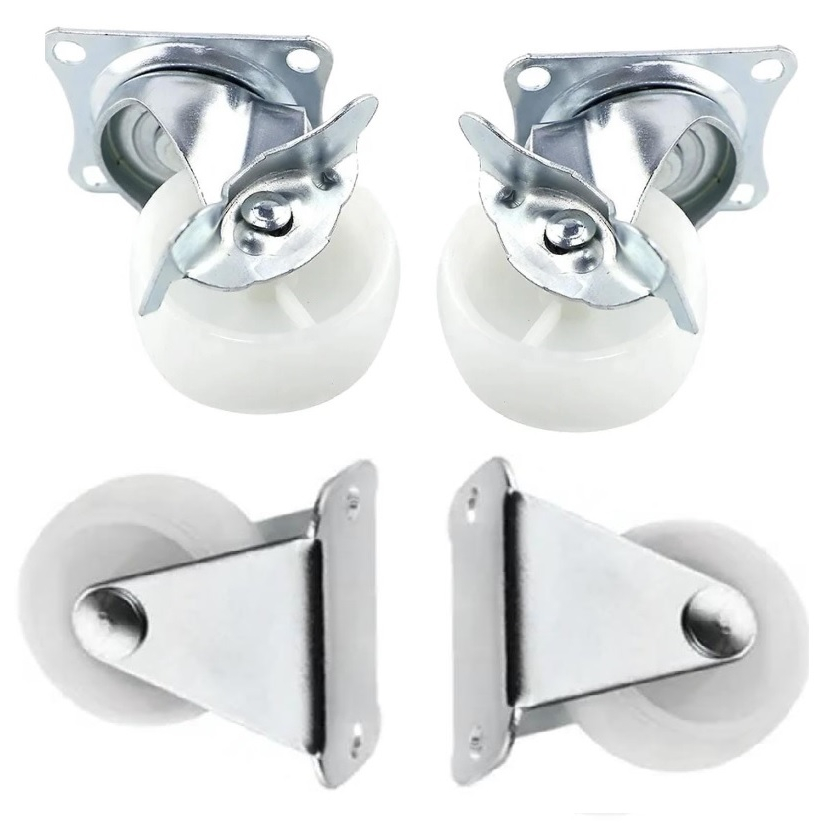 Kit 4 Rodinhas Rodizio Reforçada Giratórias E Fixa Rodas.