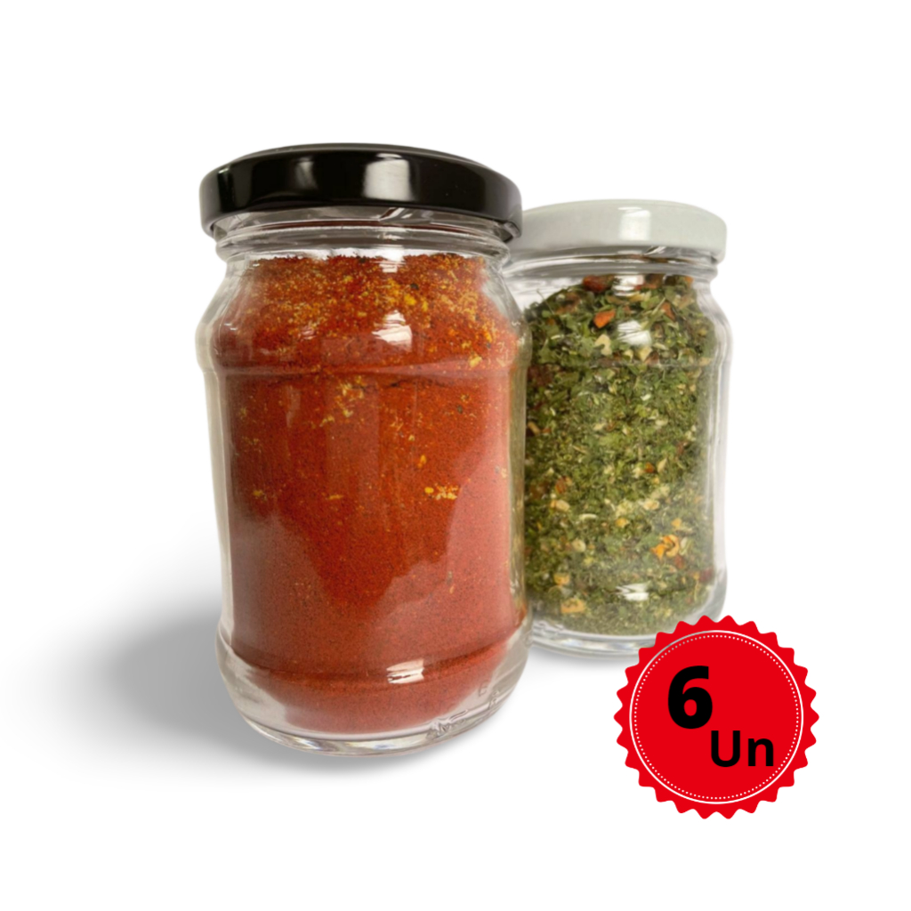 Kit C/06 Potes De Vidros Madri 200ml c/ Tampas Metalicas e Lacres - Multiuso