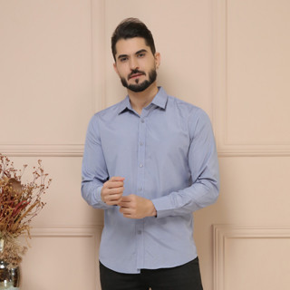 Camisa Social Masculina Slim Fácil Listrada L003