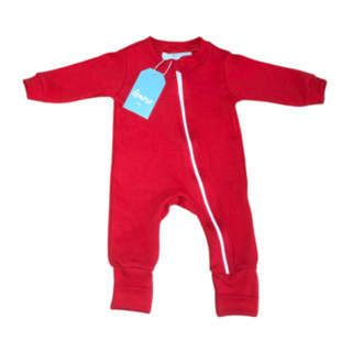 Macacão de Bebê Vira Pé Vermelho - Suedine 100% Algodão