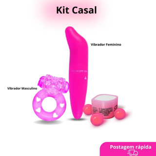 kit Casal Sex Shop Casal Sensual + Anel Peniano Retarda Ejaculação + Adstringente Lacradinha+ Vibrador Feminino Ponto G
